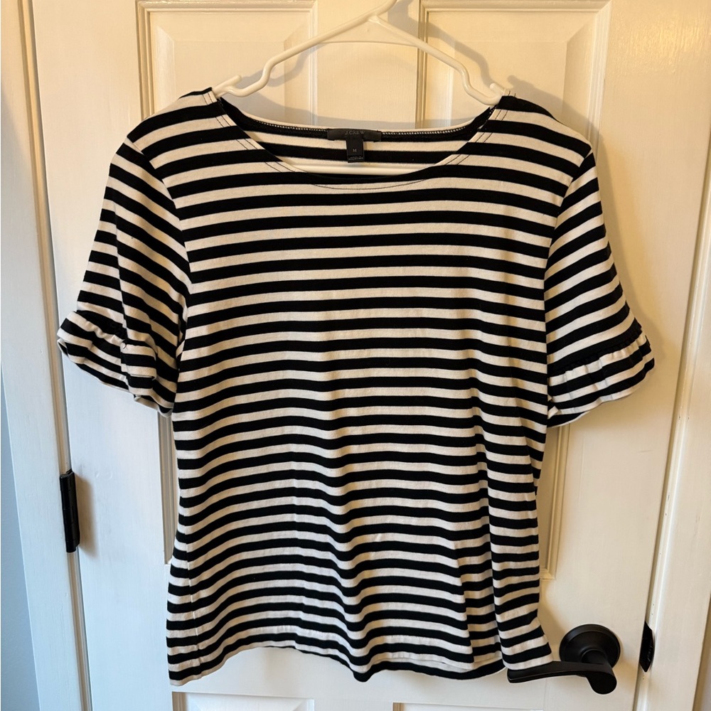 J. Crew Black and White Striped Short Sleeve Tee